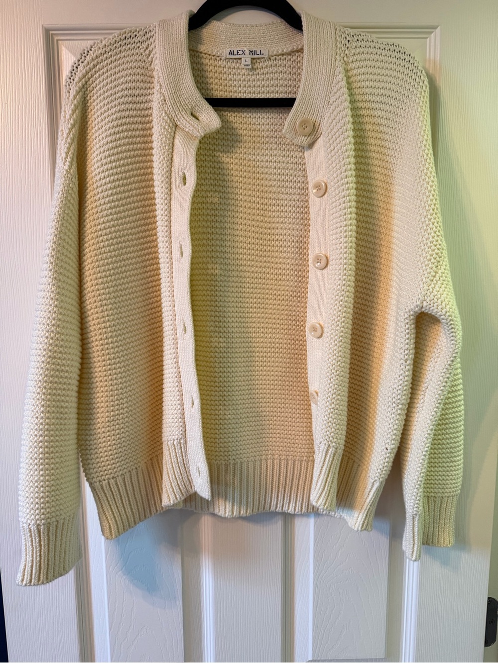 Alex Mill Cream Textured Knit Button Cardigan